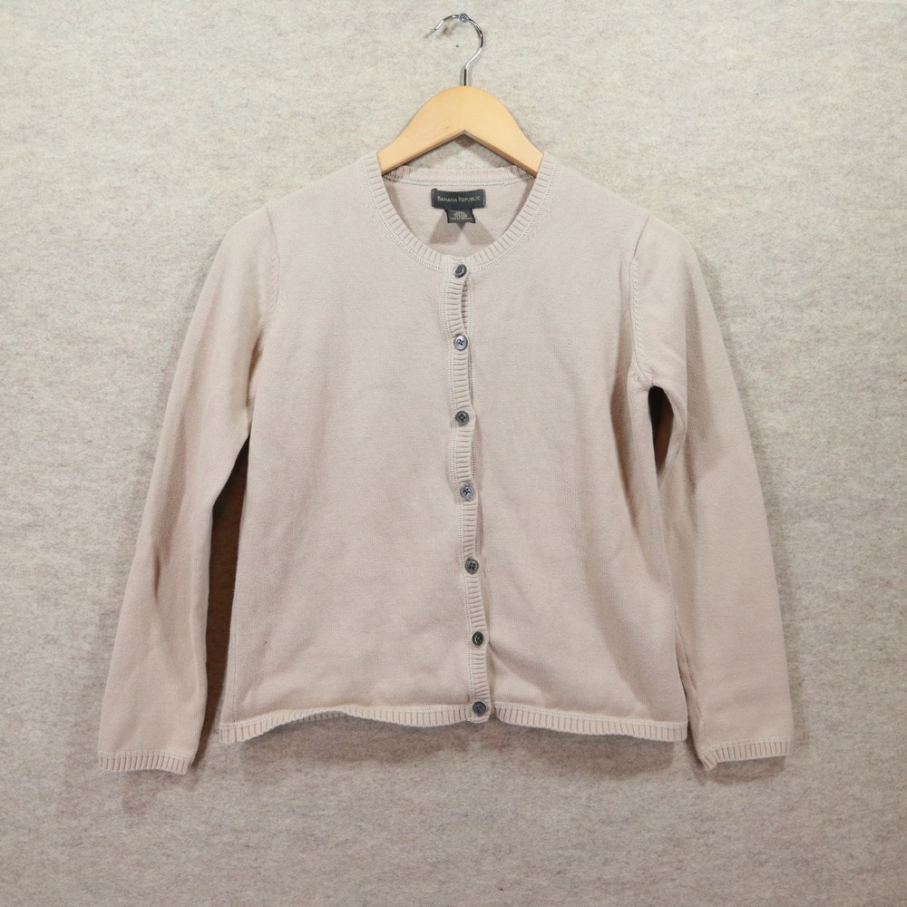 Banana Republic Cardigan S Beige Y2K Cotton Button Front Sweater